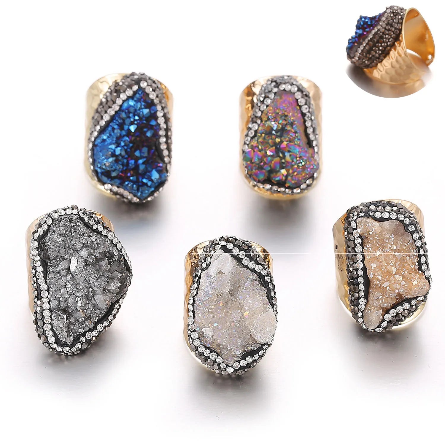 Natural Stone Adjustable Rings